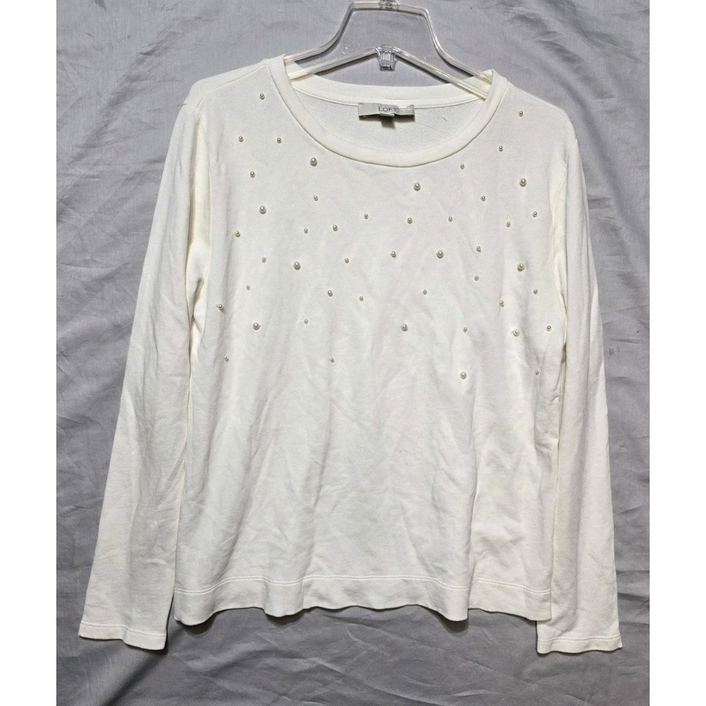 Loft Women's  Sweatshirt Large White Beads
